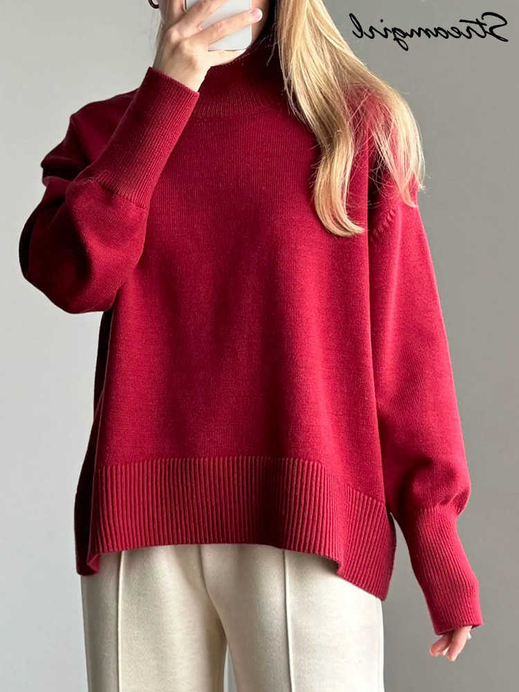 White Womens Turtleneck Sweater Autumn Winter Women Pullovers Loose Casual Knitwears Ladies Turtleneck Sweater Women Warm Top L26