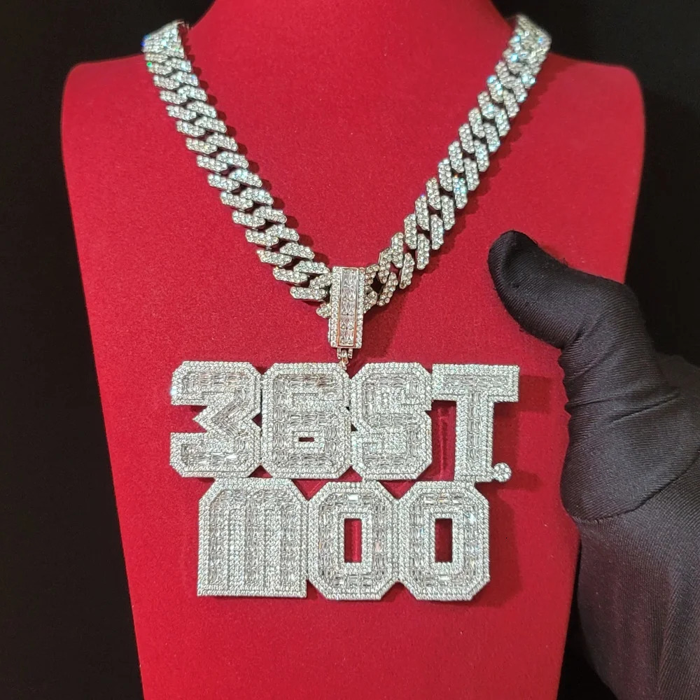 Custom Square Baguettecz Name Pendant Personalized Number Or Letter Necklace Chain For Him Her Birthday Gifts Hip Hop Jewelry 260623