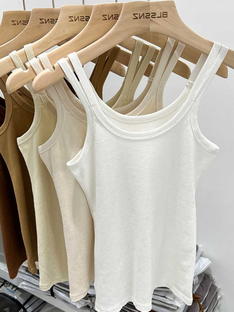 Style Women Camisole 2026 Korean Summer Solid O-Neck Ribbed Tank Top Basic Elastic Slim Fit Camis Casual Versatile Sport Vest M260623