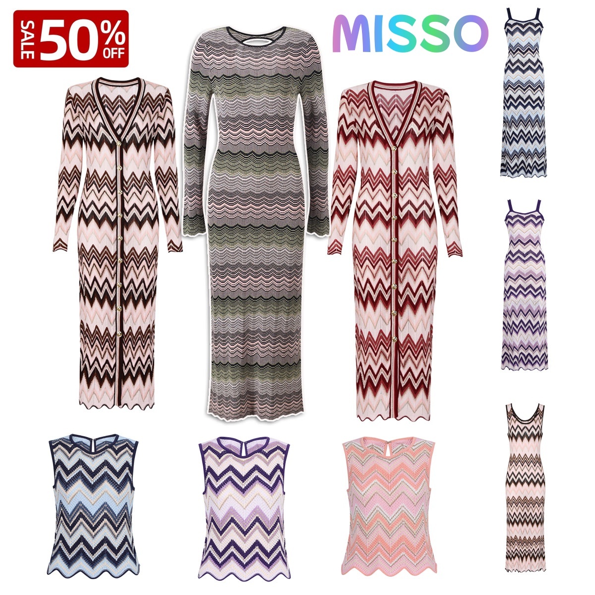 Robe longue moulante élégante Misson robe de luxe Designer creux Chevron tricot Maxi correspondant Top femmes pour Beach Resort bohème imprimé