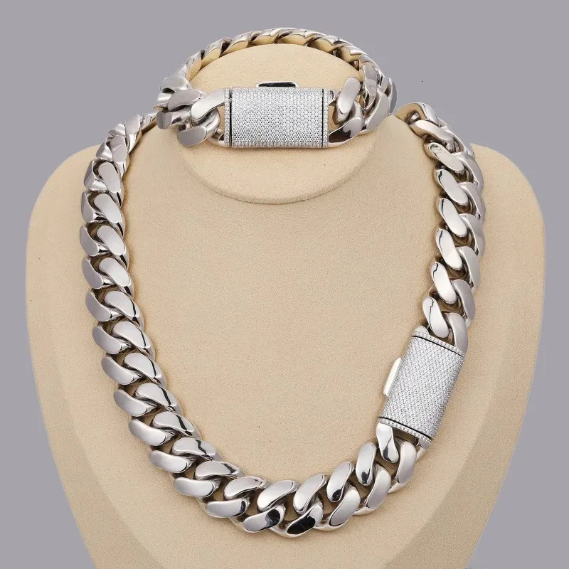 Mens Cuban Link Chain Necklace10-22mm Iced Out Miami Style Hip Hop Jewelry GoldSilver Plated Stainless Steel Bling Gift 260623