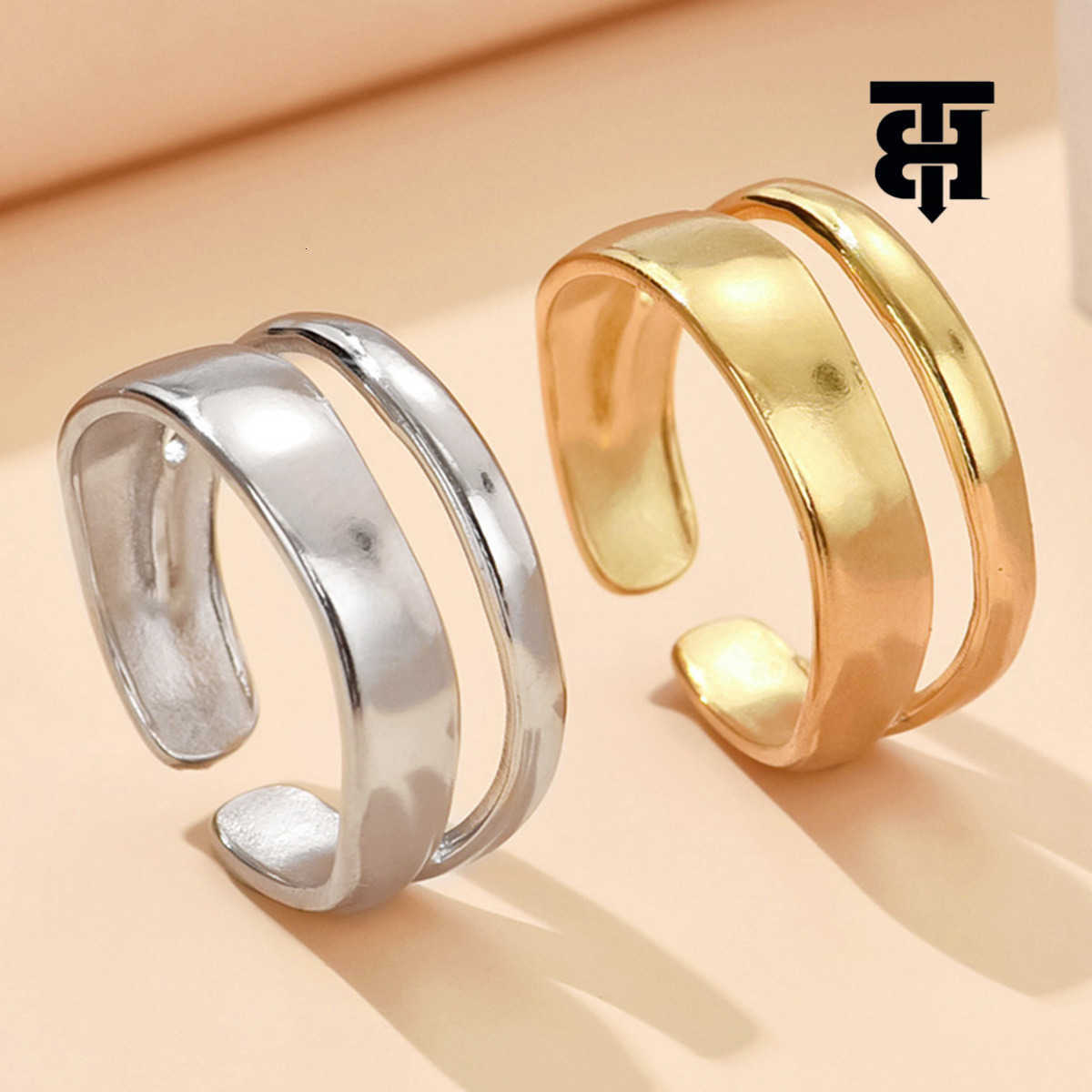 BHULAMTE TB Designer Luxurious malist Layered Lines Index Finger OpenStainless Steel RVuum Gold-plated Adjustable RFashion Jewelry D260623