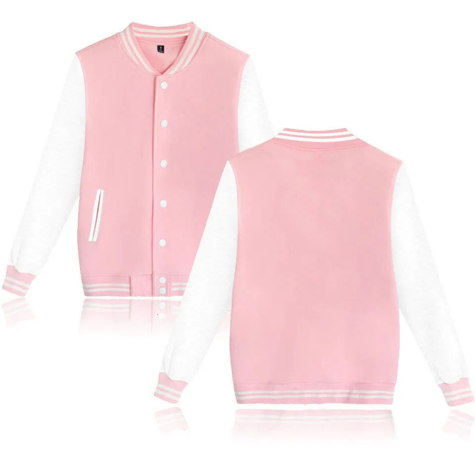 Black Pink Solid Color Baseball Bomber Jacket Men Women Hip Hop Harajuku Jackets s Boys Girls Single Coats 260622