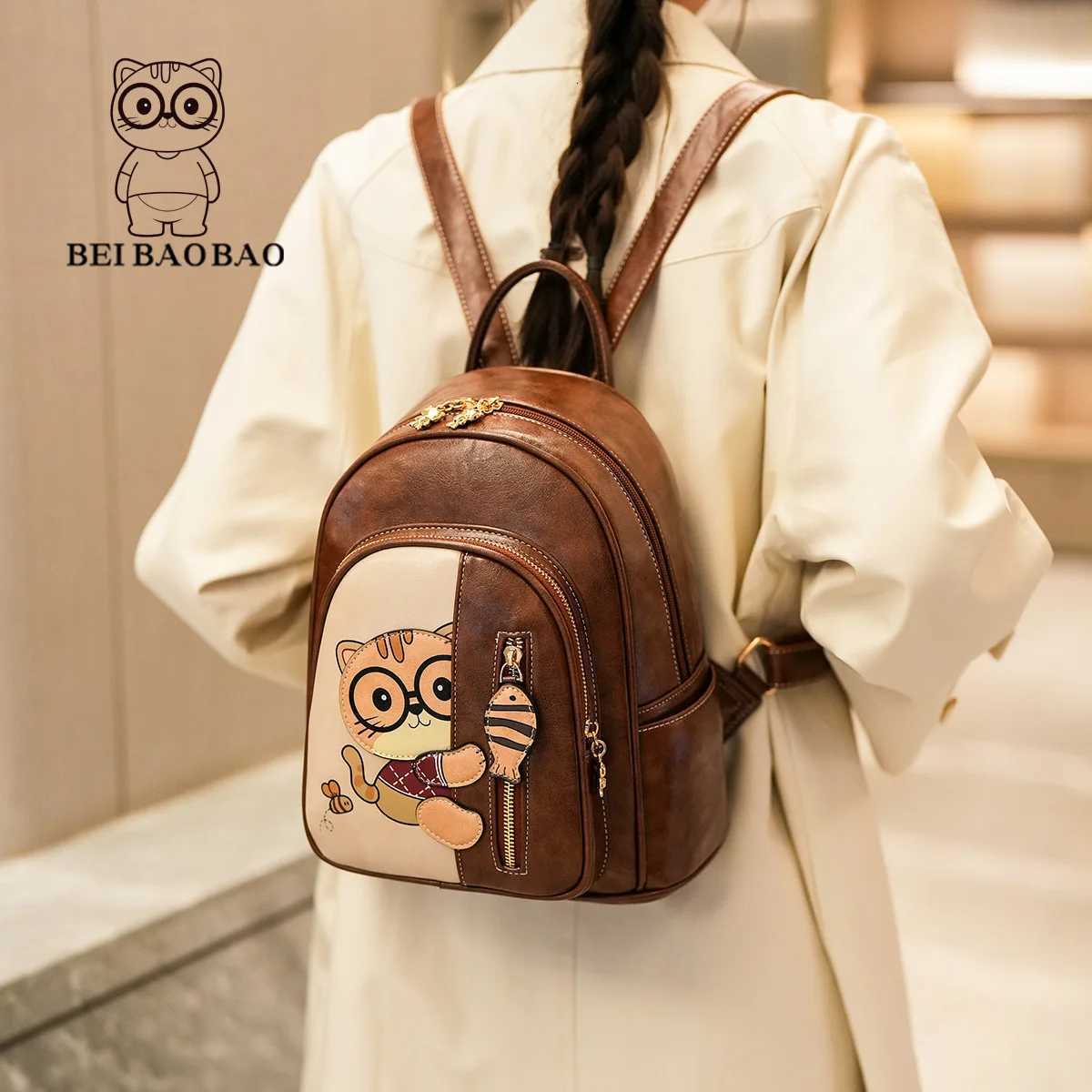 College Women Backpack Designer Soft Leather Vintage Packbag Female Travel Back Pack School Bags for Teenage Girls Shoulder BagT260623