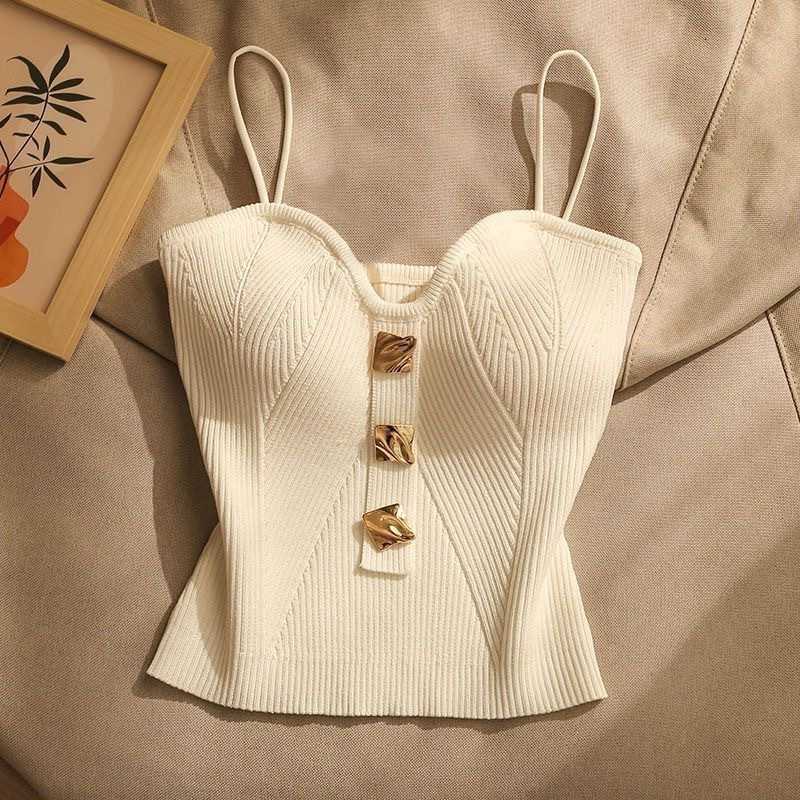 Sexy Summer WomenS Cross-Knit Suspender Beauty Camisole Slim Fit Sleeveless T-Shirt No Chest Pad Short Tank Tops Black White M260623