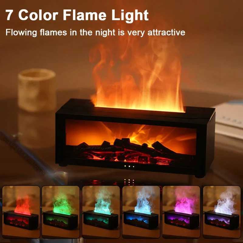 Creative Fireplace Air Humidifier Waterless Auto-Off Aroma Essential Oil Diffuser with LED Light Remote Control for Home Gift J260623