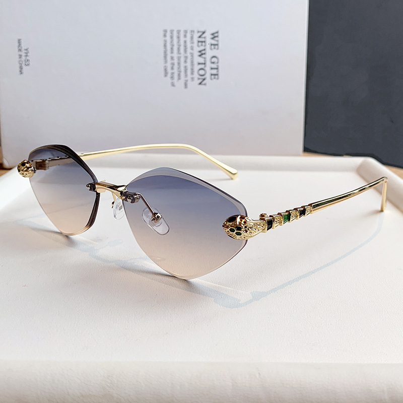 Luxury Brand Designer Sunglasses Luxury Brand Designer Sunglasses 2026 New Frameless Cut-Edge Retro Oval Frame Metal Sunglasses, Fashionable Europea