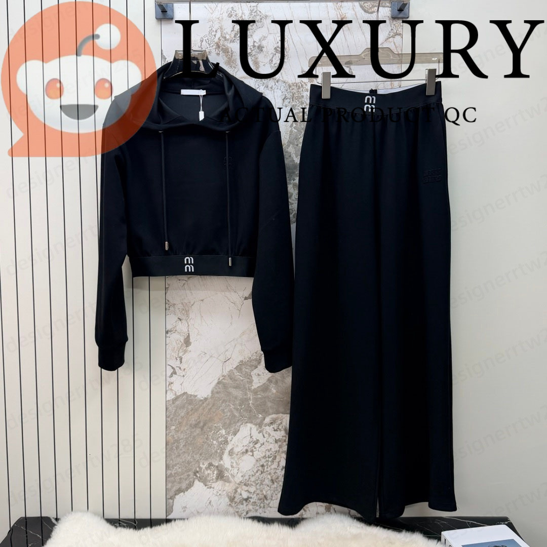 High Street Black Tracksuit Wide Leg Pants 2 Piece Set Slim Letter Badge Hoodies Co-ord Outfits Preppy Tennis Beach Activewear Sweatsuits Outfits-image-1111828889