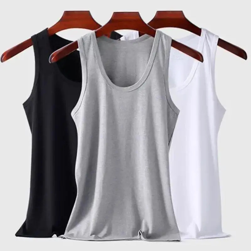Summer Mens Casual Fitness 100 Pure Cotton Plus Size Sleeveless Singlet Tank Top Breathable Bodybuilding Vest in WhiteGreyBlack 260623