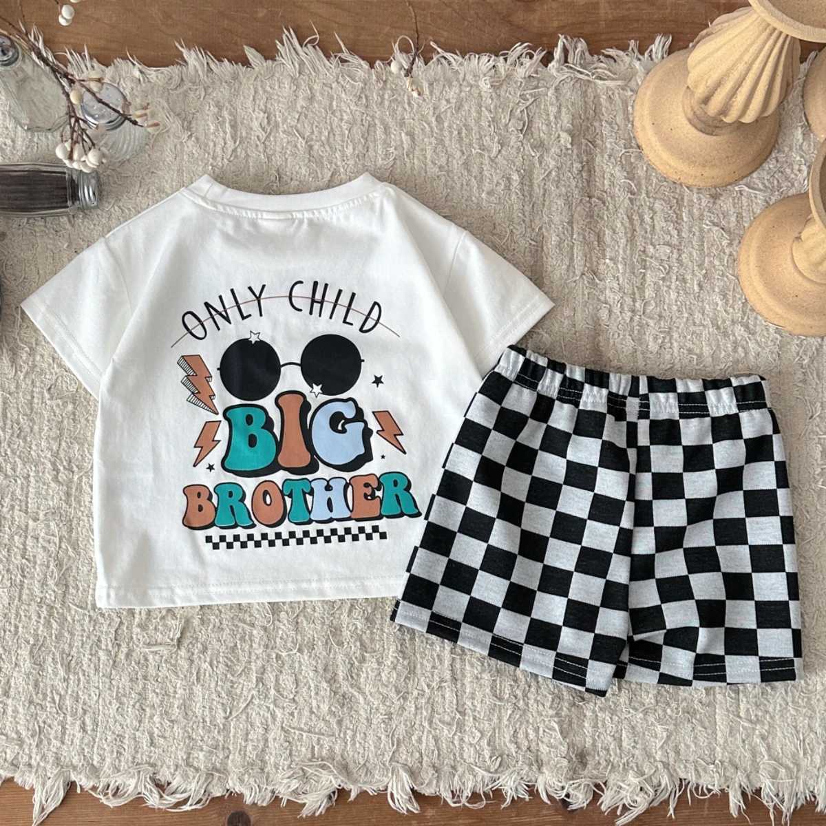 Fashion Baby Clothing Set Summer Short Sleeve Clothes Solid Color T-shirt Plaid Shorts 2Pcs Children Loungewear Outfits X260623