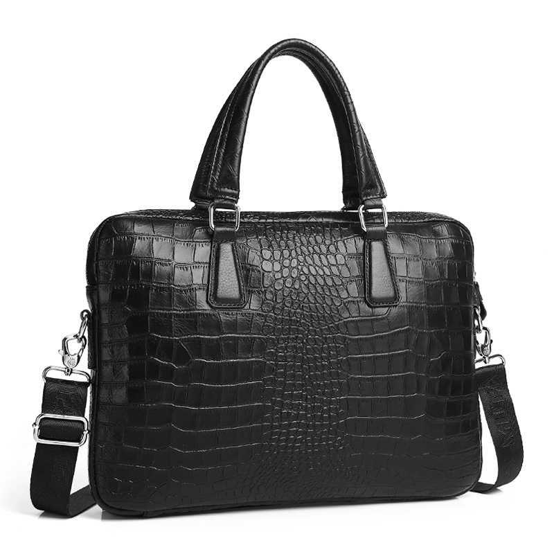 Leather Crocodile Embossed Laptop Genuine Bag Men Business Briefcase Shoulder Handbag Messenger Computer Bag Work Office Travel H260623