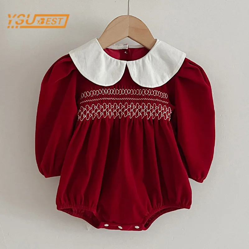 Autumn born Kids Baby Girls Long Sleeve Sweet Solid Color Princess Rompers Infant Baby Girls Rompers Clothes 260623