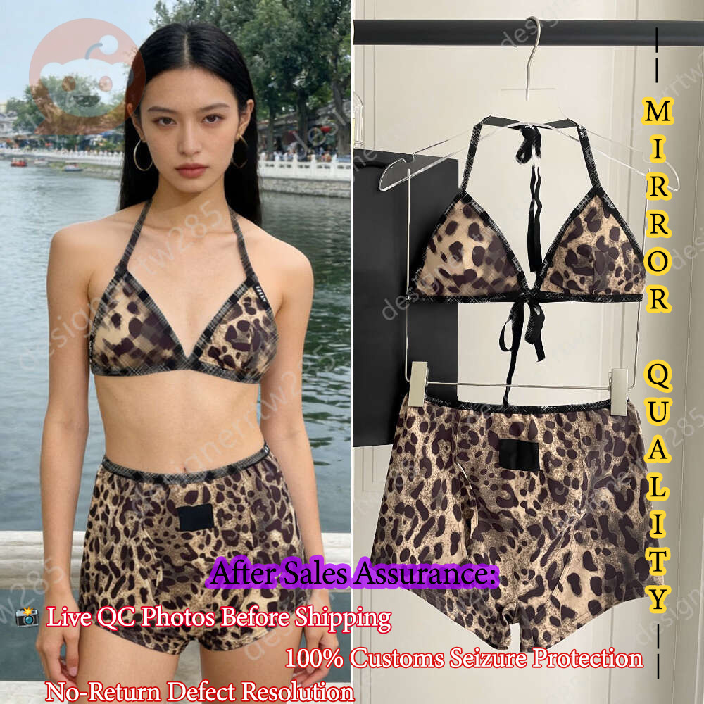 Designer Collaboration Bikini Set Luxury Women Swimwear Halter Boy Shorts Bathing Suit Two Piece Swimsuit Leopard Print Outfits Maillot De Bain-image-1111779100