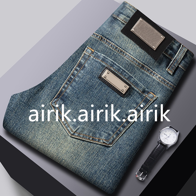 Men Jeans Classical Luxury Designer Straight Legging Denim Jeans Mens Letter Embroidery black blue jeans Elasticity Jean Hombre trousers jeans pa-image-941783127
