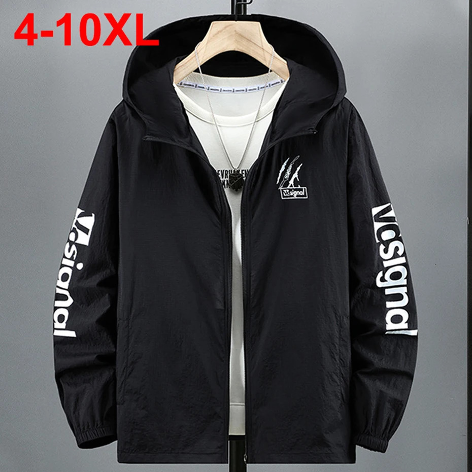 10XL 9XL Plus Size Summer Jackets Men Sun Protection Skin Coats UltraLight Hooded Windbreaker Man Big 8XL 260623