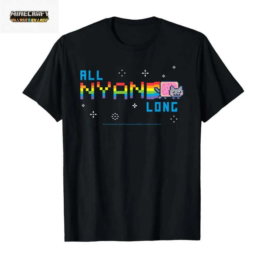 Nyan Cat All Nyan Long Rainbow Internet Cat Funny Meme T-shirt For Men Women 100 Cotton T Shirts Short Sleeve Tops 0212-1 L2606230V3C