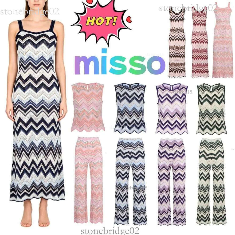 Designer Luxury Missonii Dress Gradient Pink Knit Sling Maxi Dress Match Missonii Top Missonii Bikini Summer Holiday Outfit For Women swimsuit 913
