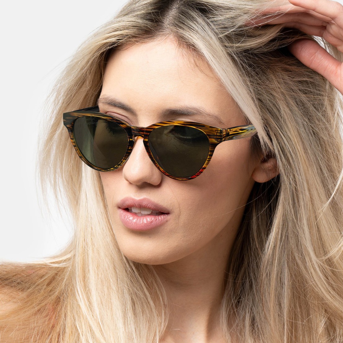 Women's Round Gradient PC Sunglasses Frames Luxury Fashion Designer Yellow Red