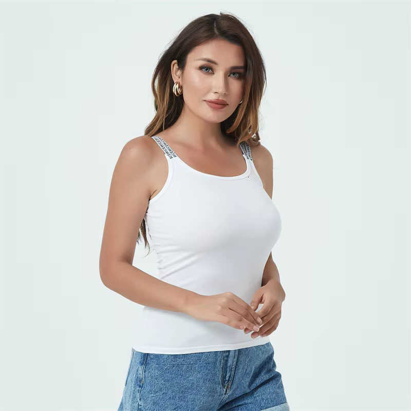 Vest Women Camis Summer Tanks Fashion Casual Sleeveless Cotton Elastic Street Self-cultivation Tanks Tops Tees Hotsweet M260623