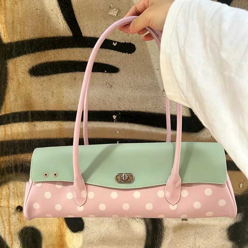 Polka Dot PVC Jelly Shoulder Bag Korean Fi Simple Solid Color Handbag Lock Design Elegant Color-blocked Underarm Bag X260623