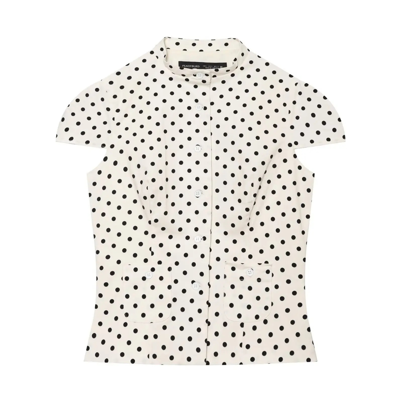 Willshela Women Fashion White Dot Single Breasted Waistcoats Vest Vintage ONeck Short Sleeves Jackets Female Chic Tank Tops 260623