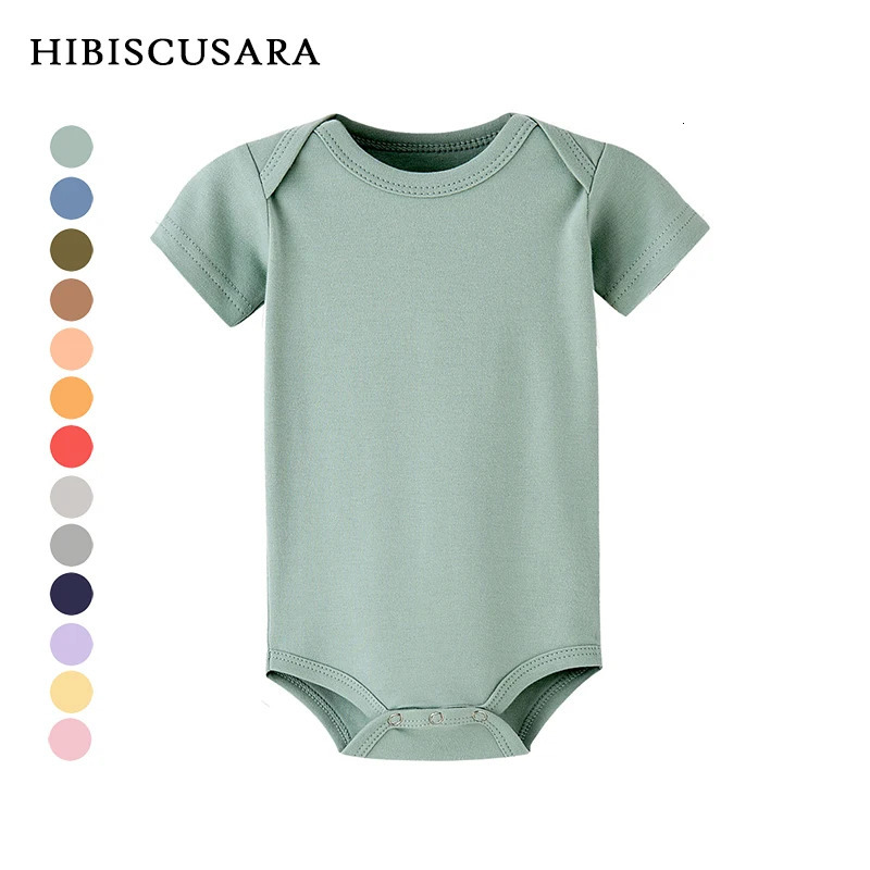 born Baby Rompers Organic Cotton Infant Classic Romper Pajamas Solid Color Soft Short Sleeve Jumpsuit Summer 13 Colors 260623