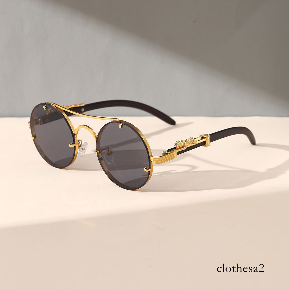 Designer sunglasses Round Frame Metal for Men, High-End 2024 New Model, Cross-Border Leopard Decoration, Personalized Women's Sunglasses Wholes