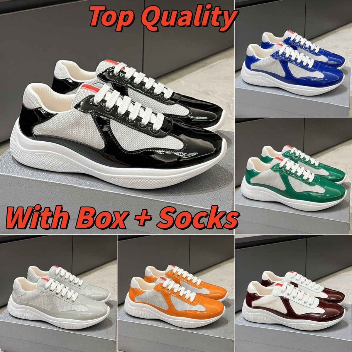 With Box Designer American cup Casual low red Mens Sneakers Luxury Trainers Americas sneaker Rubber Fabric Outdoor Comfortable Womens Walking Shoes