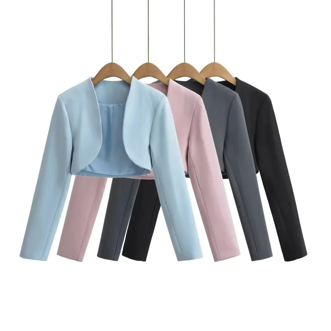 Short Shoulder Duster Womens Blazer Jacket Sleeveless Open Cardigan Style Layering Spring Autumn Fashion Cotton Blend Po 260625