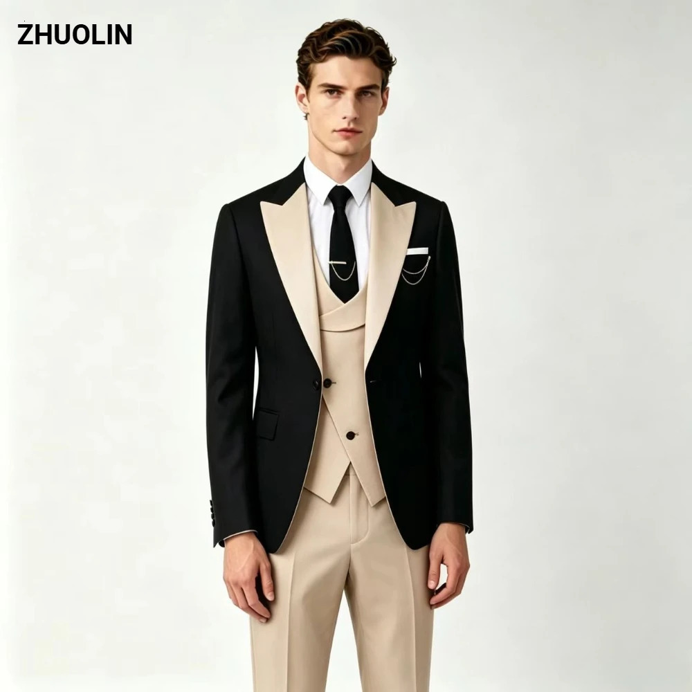 Suits For Men Elegant Wedding 3 Pieces Set Jackets Pants Blazers Slim Fit Formal Outfit Fashion Business Classic Costume 260623