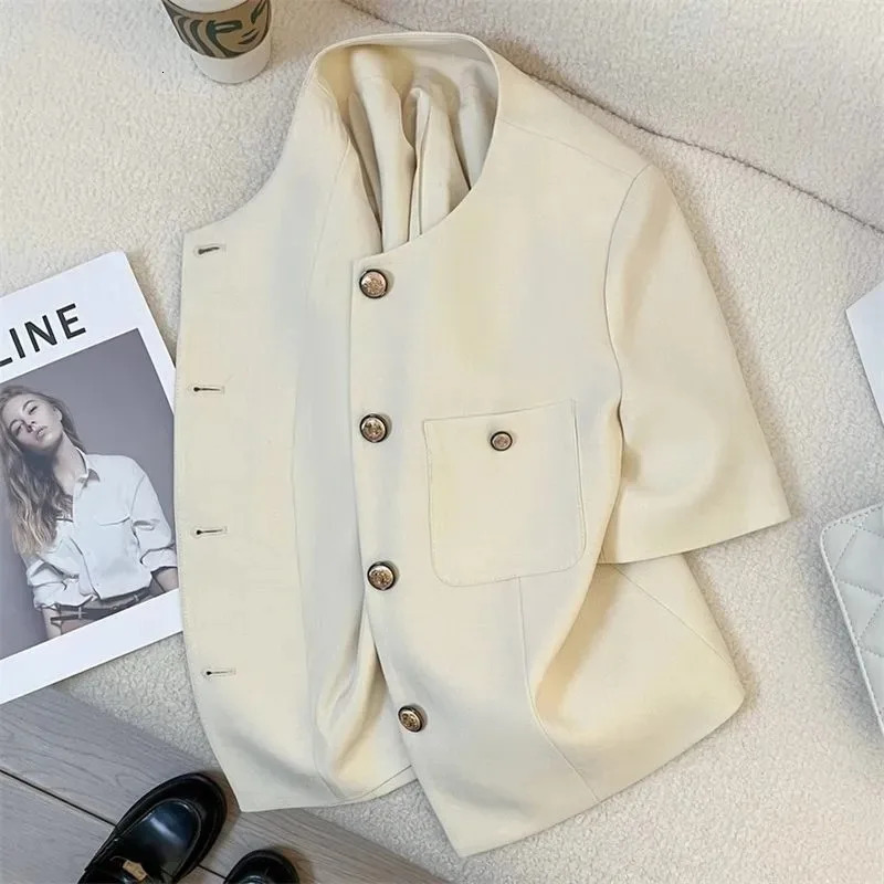 Womens Blazer Jacket 2026 Spring Autumn Solid Color Korean Ladies Suit Coat Shortsleeve Sense of n Leisure Lady Outerwear 260625