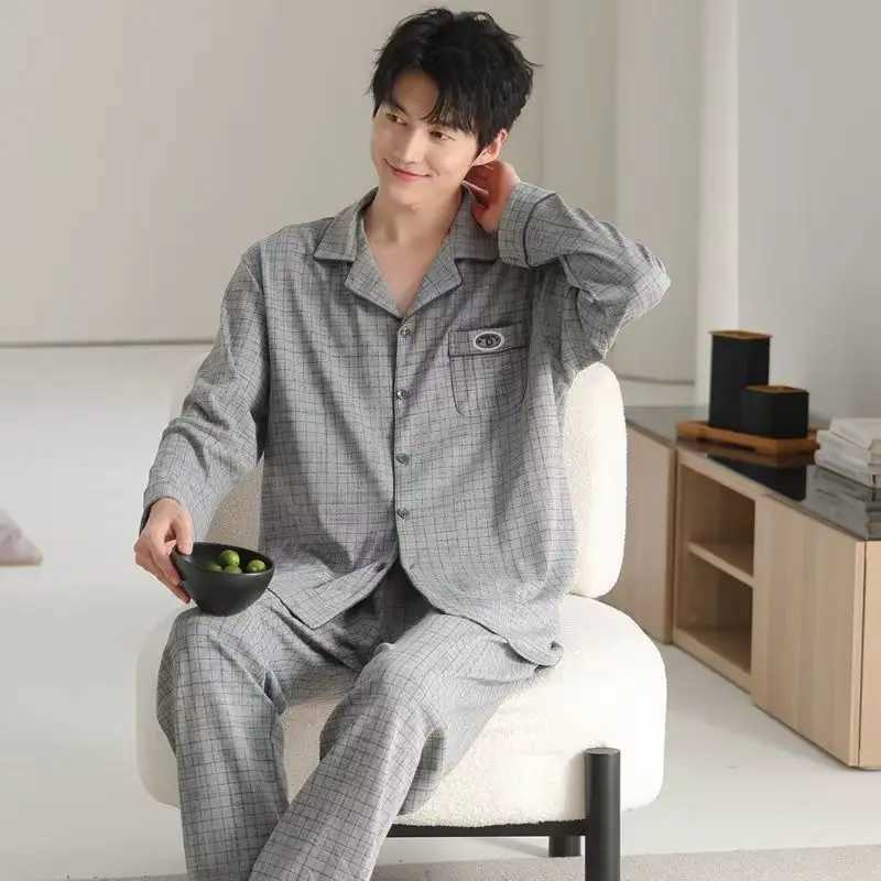 Long Long-Slved Pants Plus Size Loose Casual Simple Home Wear Casual New Spring and Autumn Pajamas Mens Suit L26623