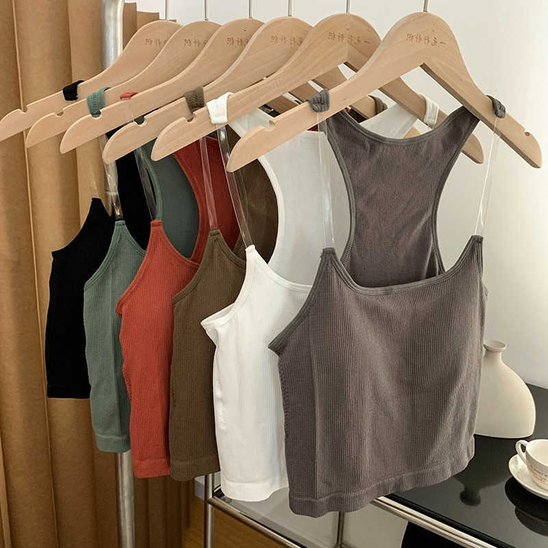 Shoulder 2026 Summer Strap Invisible Camisole Pure Desire Slim Fit Sexy Crop Top Fashion Solid Color All-Match Womens Tank Top M260623