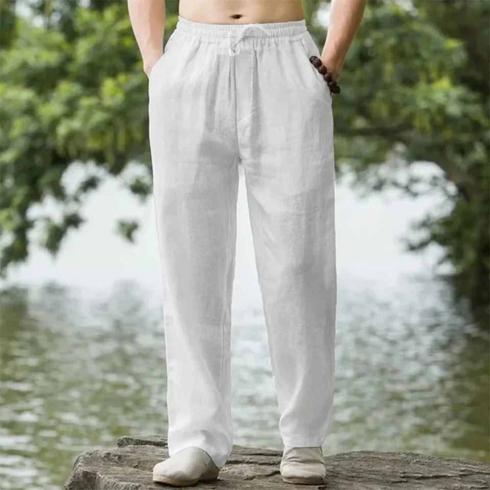 Mens Beach Pants Joggers Fashion Cotton Linen Sweatpants Casual Pants Hawaiian Vacation Loose SpringSummer Long M-4XL 260623