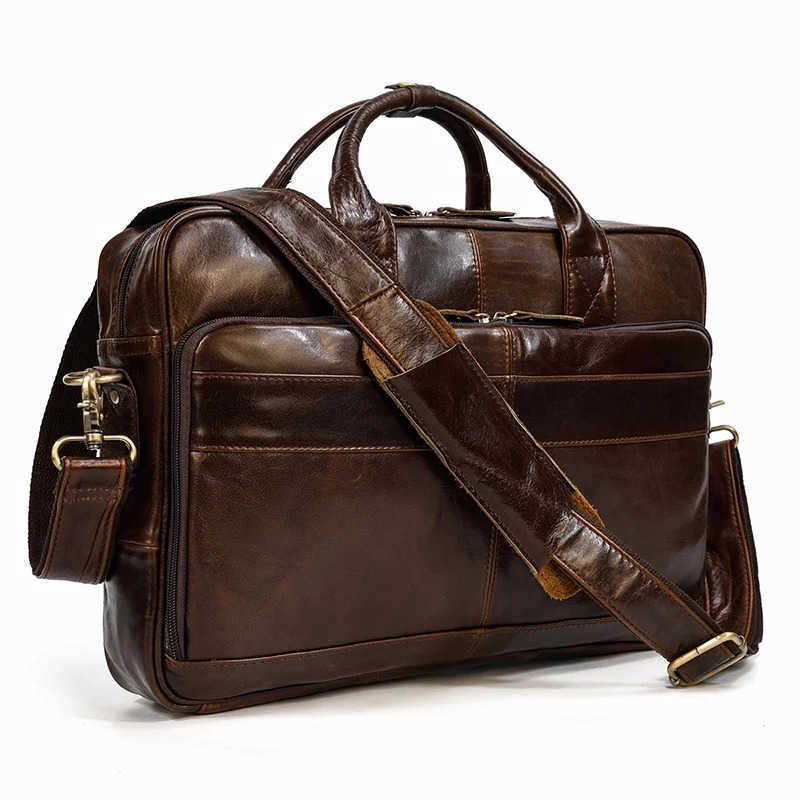 for Leather Briefcase Genuine Men 156 Laptop Bag Business Work Tote Casual Document Messenger Bag H260623