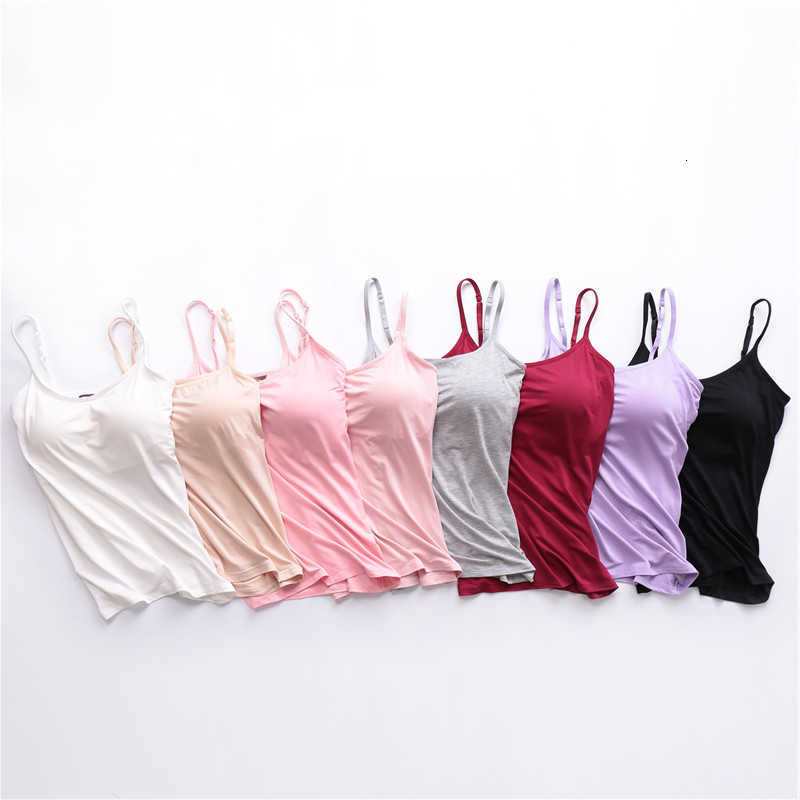 Padded Sexy Solid Women Tops Bra Spaghetti Camisole Top Women Vest Women Camisole with Built in Bra Cami Top Vest Tank Top 2024 M260623