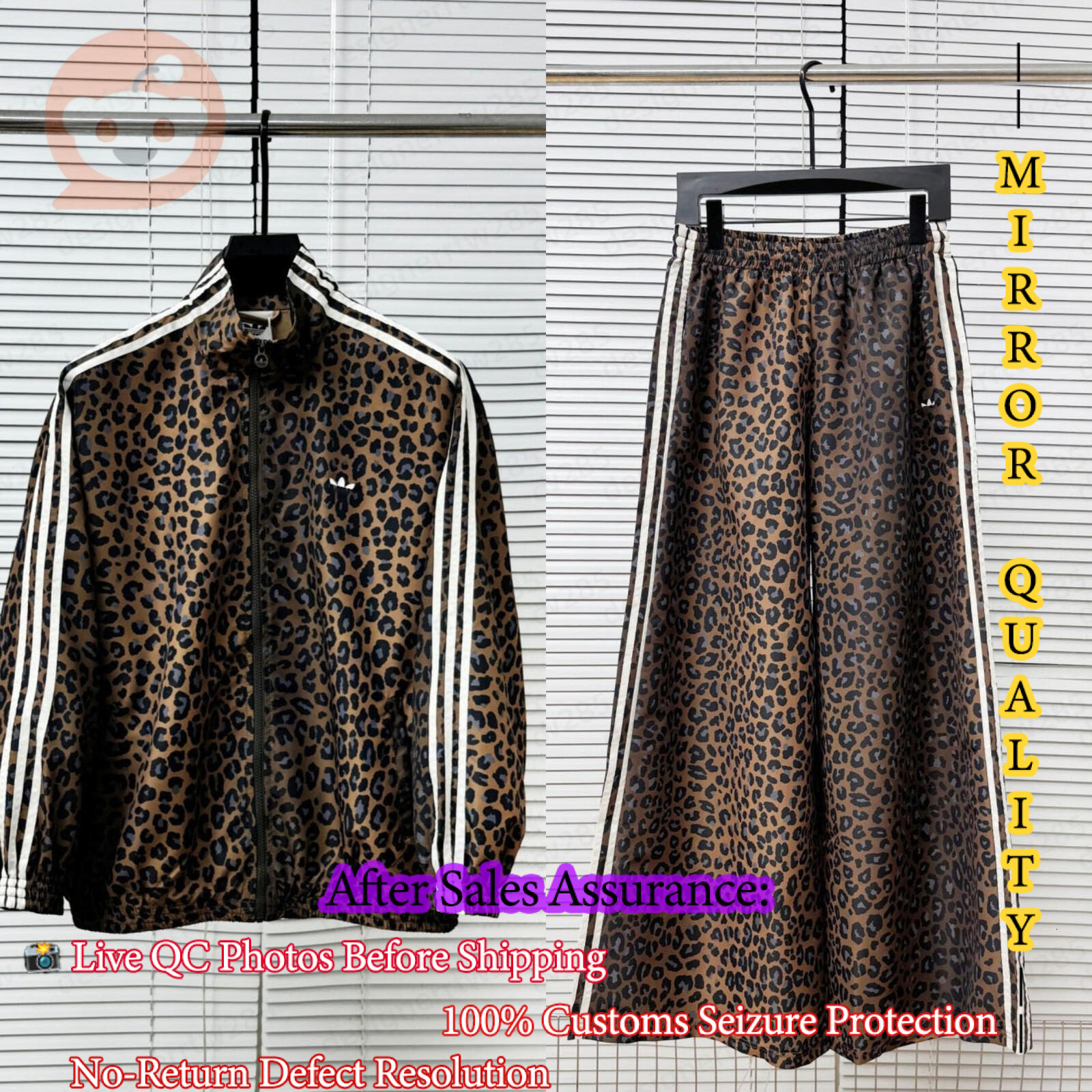 Adiiiid as Designer Tracksuit Pants Set Leopard Two Piece Outfits Women Luxury Brand Stripe Jacket Casual Full Zip Coat Jogger Wide Leg Sweatsuit-image-1112001843