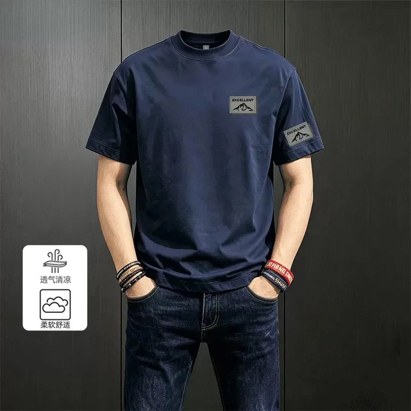 2026 Summer New Men's Short-Sleeve American Style Round Neck Printed Half-Sleeve T-Shirt, Trendy Versatile Loose Top