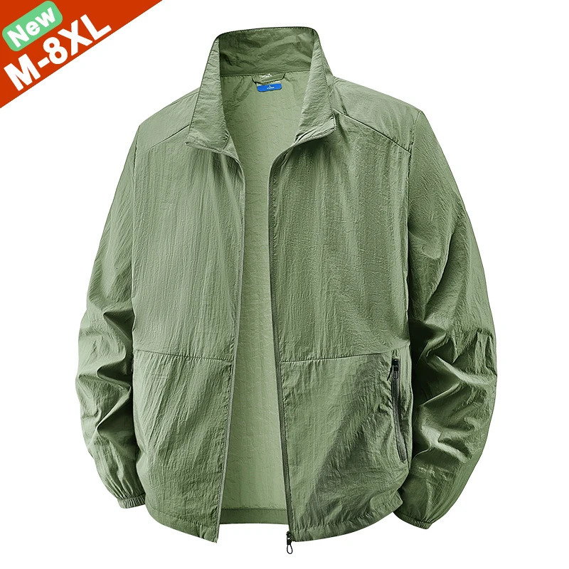 6XL 7XL 8XL Summer Jackets Men Windbreaker Coats Sports Sunscreen Clothing Free Ship Ultrathin Fishing Wearing Man Plus Size 260623
