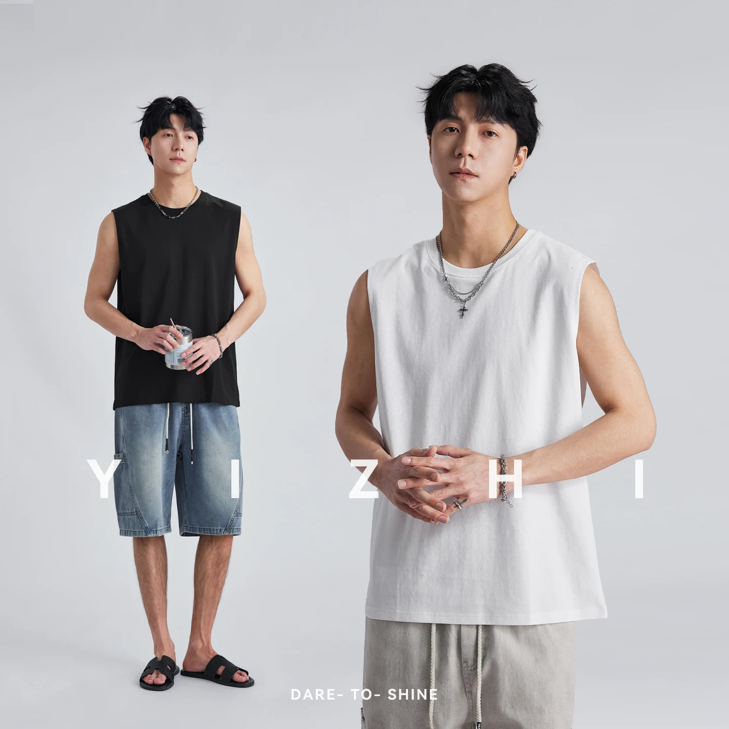 2026 Summer Mens Loose Sleeveless Vest Solid Color Breathable SkinFriendly Casual Athletic Tank Tops 260623