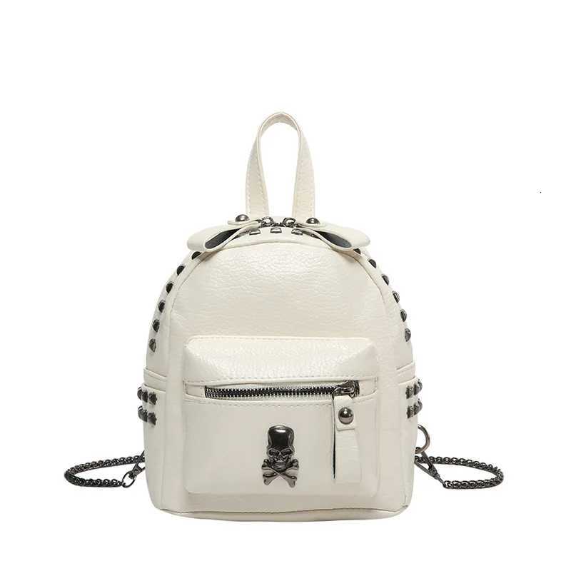 Female Riveted Small Backpack Women Punk Rock Style Travel Rucksack Designer Student Schoolbag Leather Phone Shoulder BagT260623