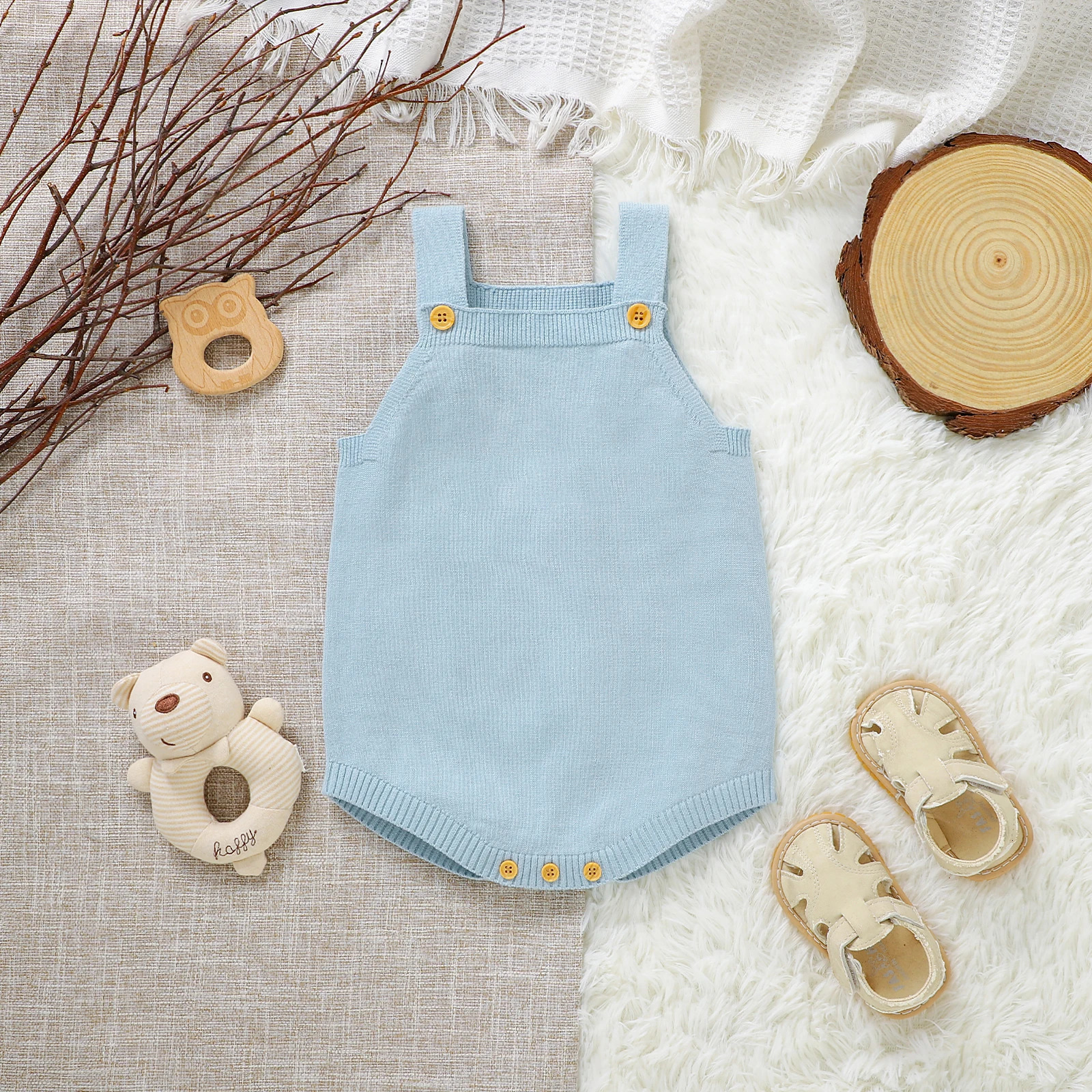 born Baby Bodysuit Cotton Knit Infant Boy Girl Jumpsuit Sleeveless Summer Children Sling Clothes Fashion Solid 018M Overalls 260623