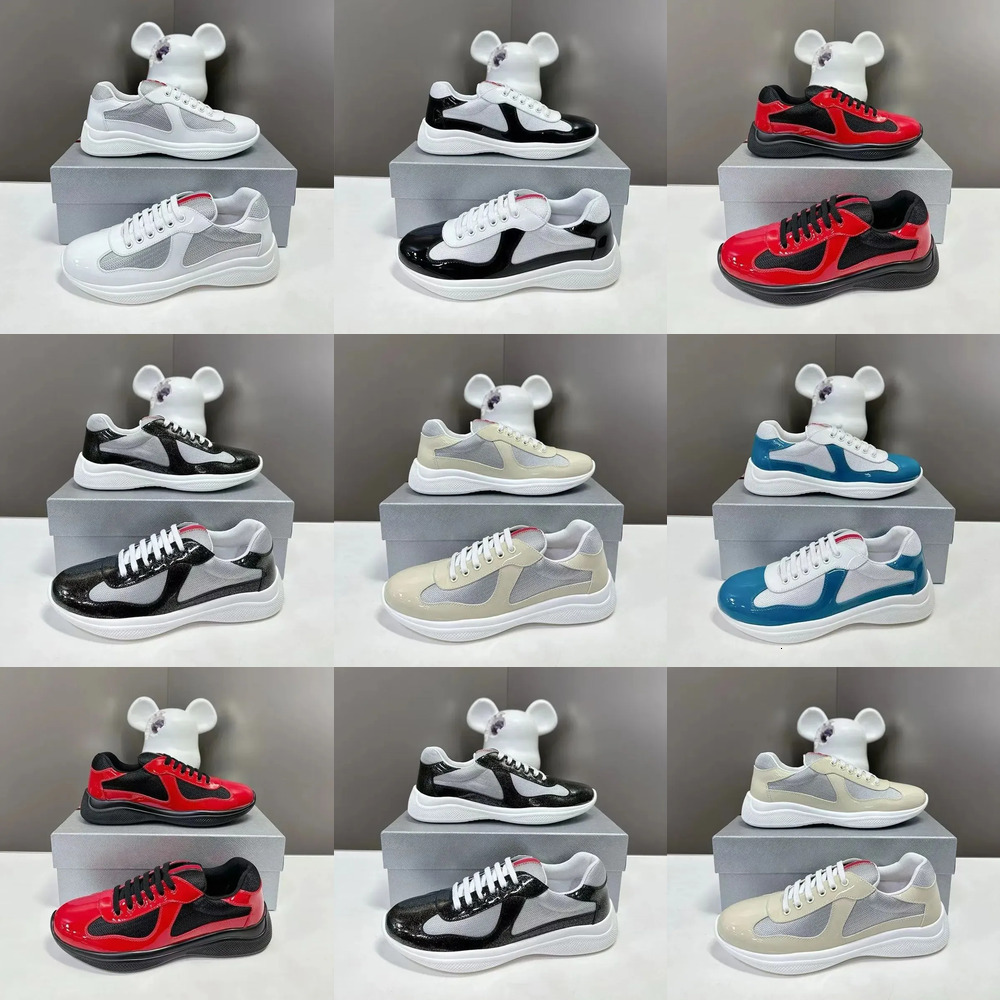 Designer shoes Patent Leather Designer Americas S Cup Women Men Low Tops Unisex Lightweights for Active Lifestyles Colors Include Pink Black White