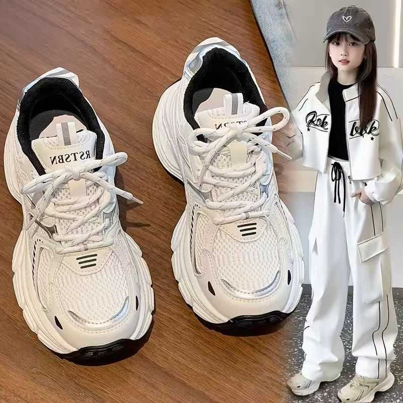 sports Girls shoes childrens mesh breathable dad shoes 2026 spring and autumn new models boys running shoes casual white shoes S260623