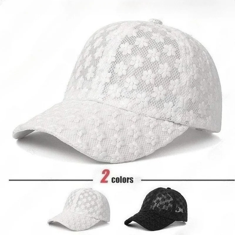 Summer Fashion Womens Lightweight Office Lady Lace Baseball Cap with Embroidered Flowers and Mesh Ventilation Sun Hat 260617
