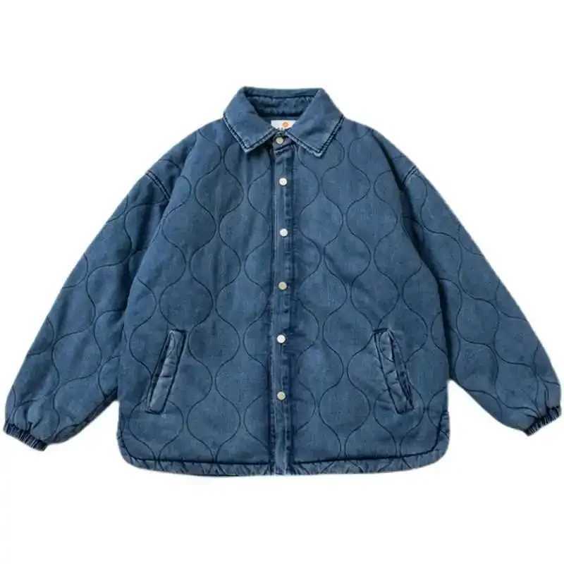 Japanese Cityboy Loose Washed Denim Cotton Jacket with Stitching for Mens Cotton Coat new arrival Q260623