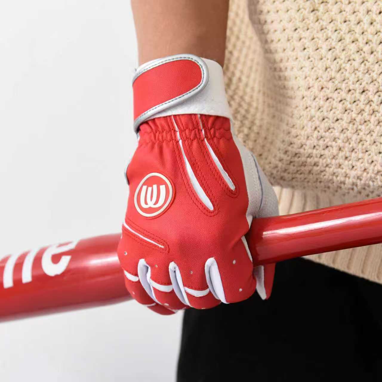 Gants de frappeur de Baseball rouge blanc hommes femmes jeunes gants de frappeur de Softball gants d'entraînement de Baseball antidérapants en cu