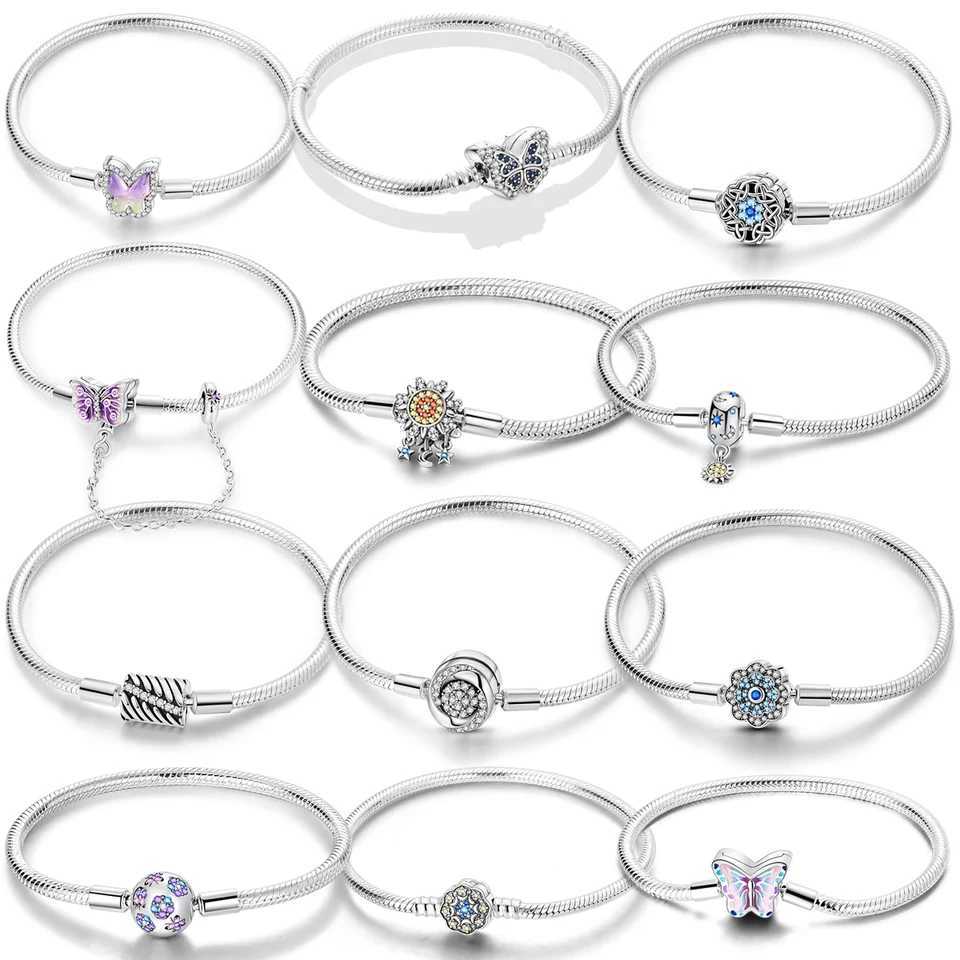 17-20CM Butterfly Brelets LOVE Heart 925 Sterling Silver Original Brelet Fit DIY Charms Beads Women Jewelry Gift Z260623