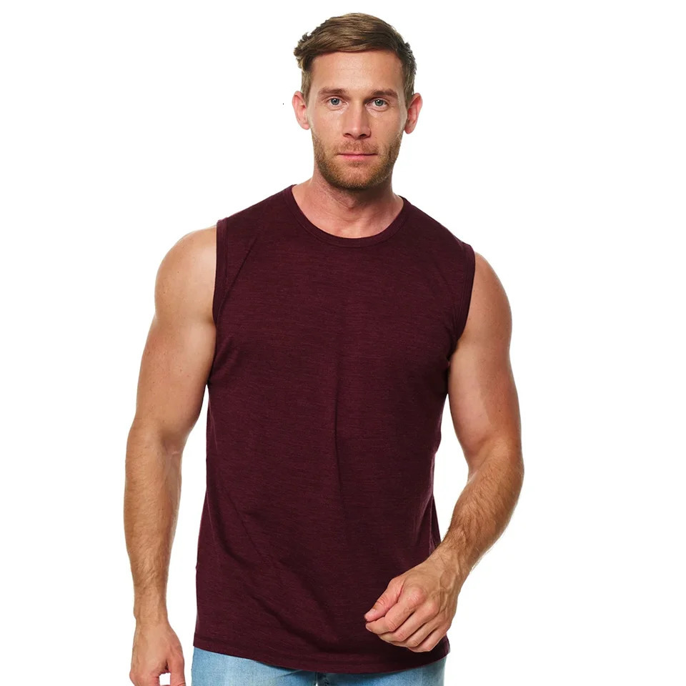 100 merino wool men Tank Top sleeveless shirt base layers soft next to skin comfortable out door 260623