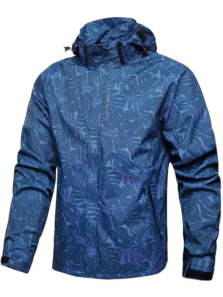 Mens Casual Waterproof Windbreaker Jacket Full Zip Up Hooded Shell Outdoor Hiking Coat For Autumn Plus Size 260623
